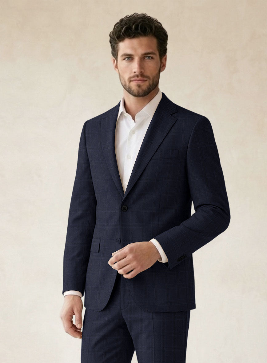 Scabal Xuito Checks Blue Wool Jacket - StudioSuits
