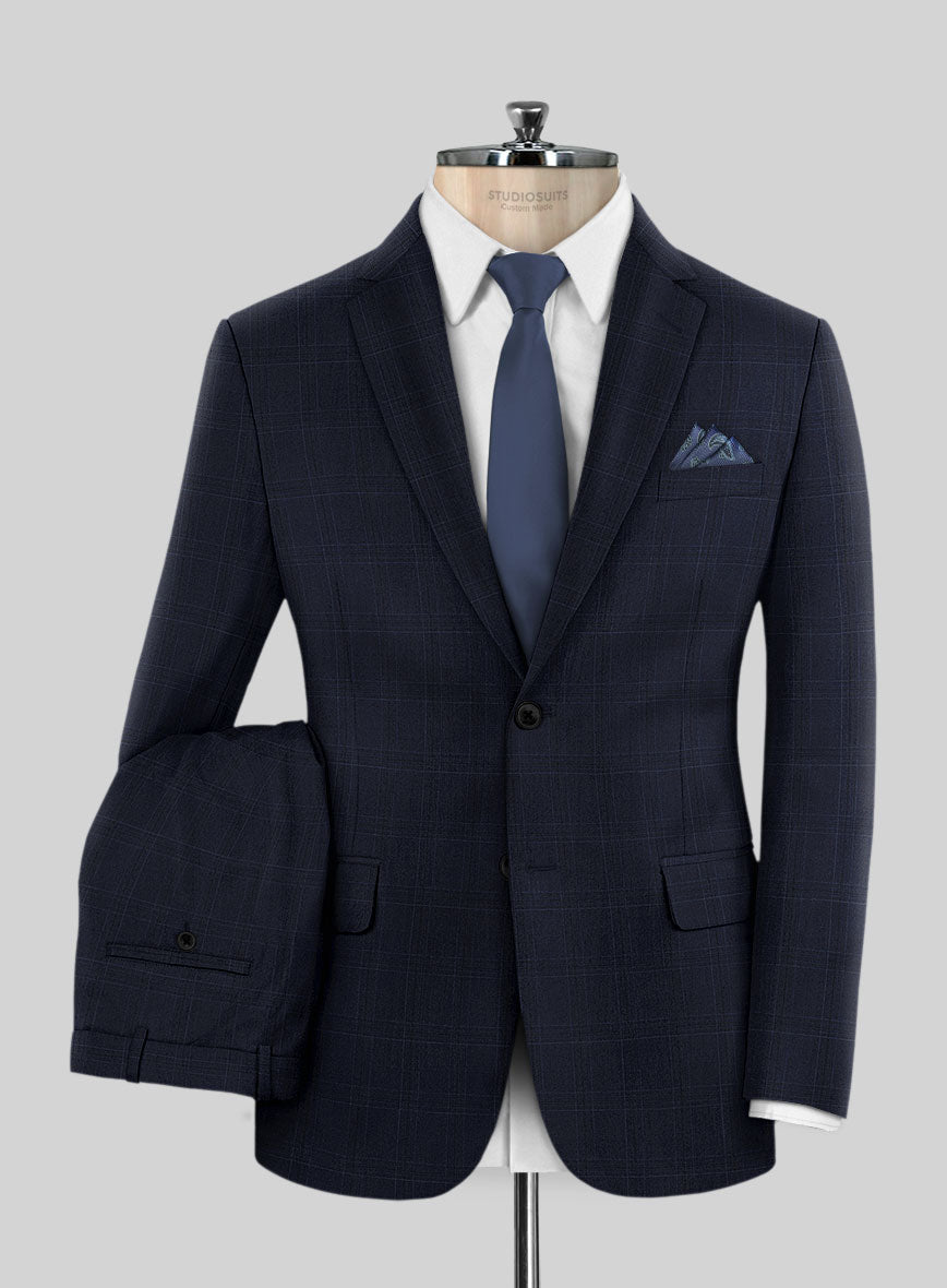 Scabal Xuito Checks Blue Wool Suit - StudioSuits