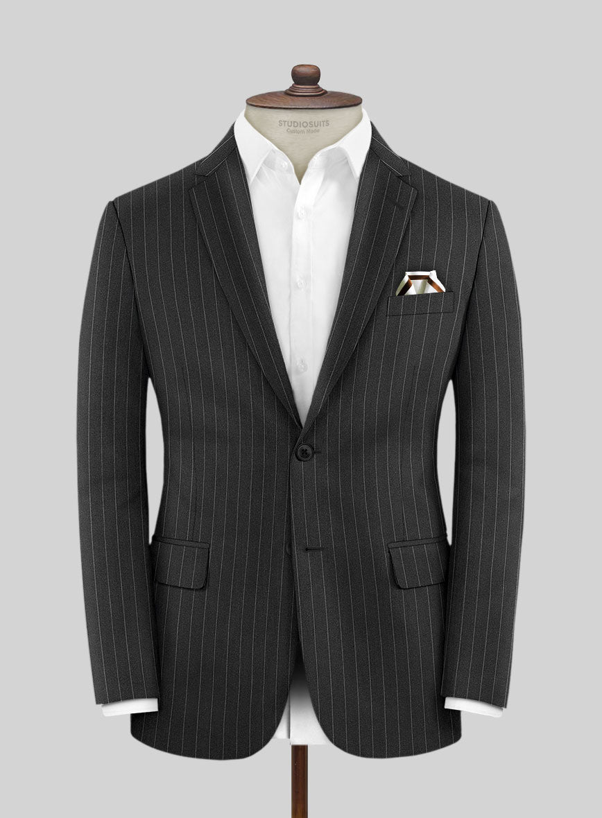 Scabal Ysido Stripe Charcoal Wool Jacket - StudioSuits