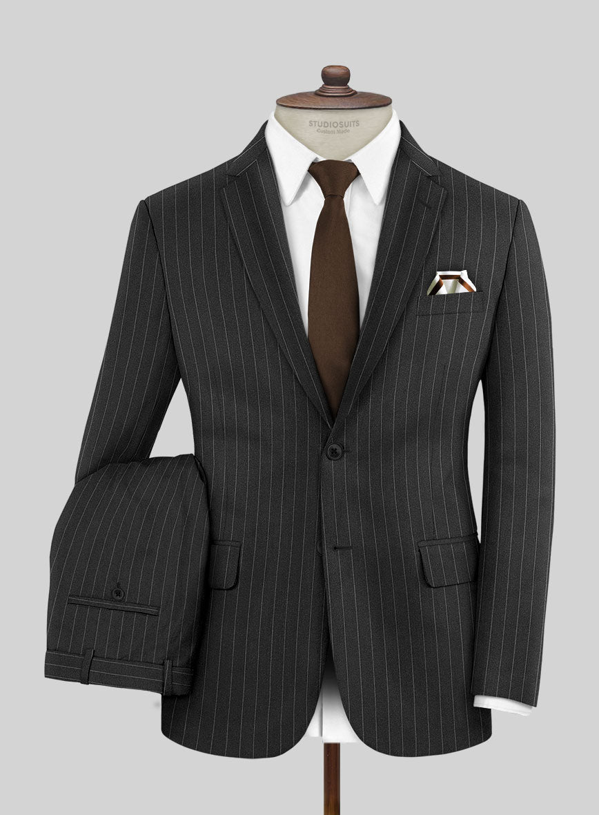 Scabal Ysido Stripe Charcoal Wool Suit - StudioSuits