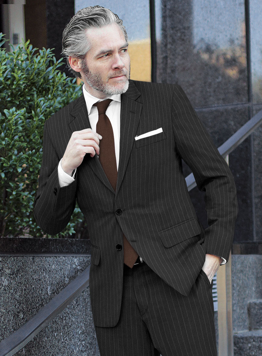 Scabal Ysido Stripe Charcoal Wool Suit - StudioSuits