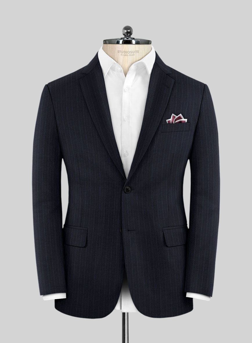 Scabal Zoillo Stripe Blue Wool Jacket - StudioSuits