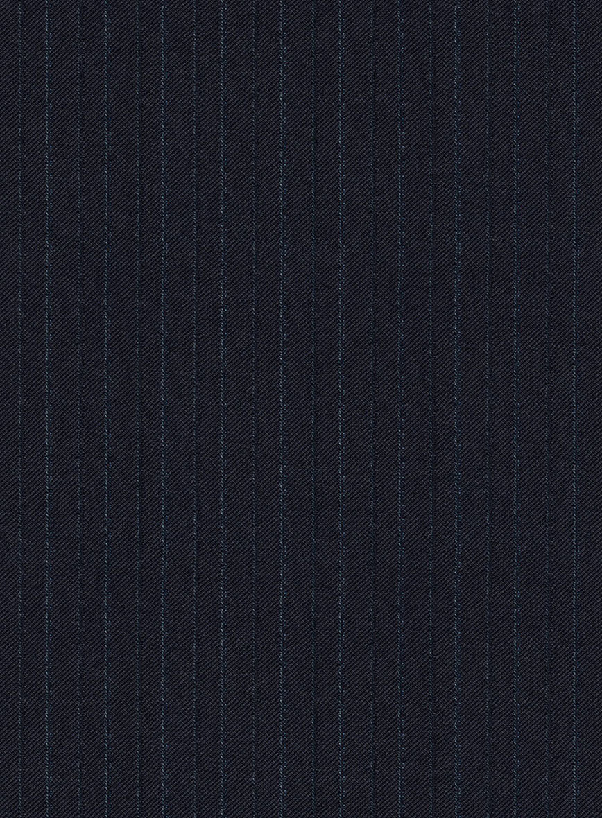 Scabal Zoillo Stripe Blue Wool Pants - StudioSuits