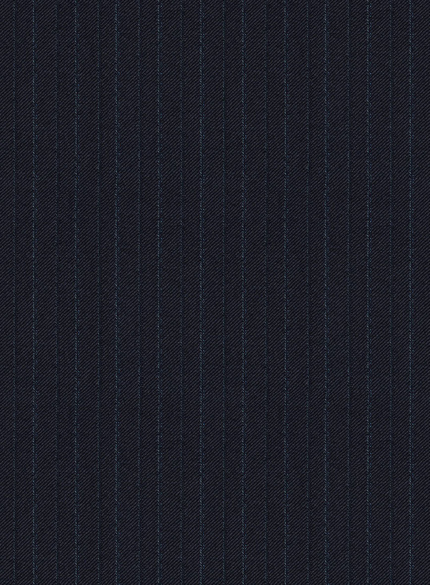 Scabal Zoillo Stripe Blue Wool Pants - StudioSuits