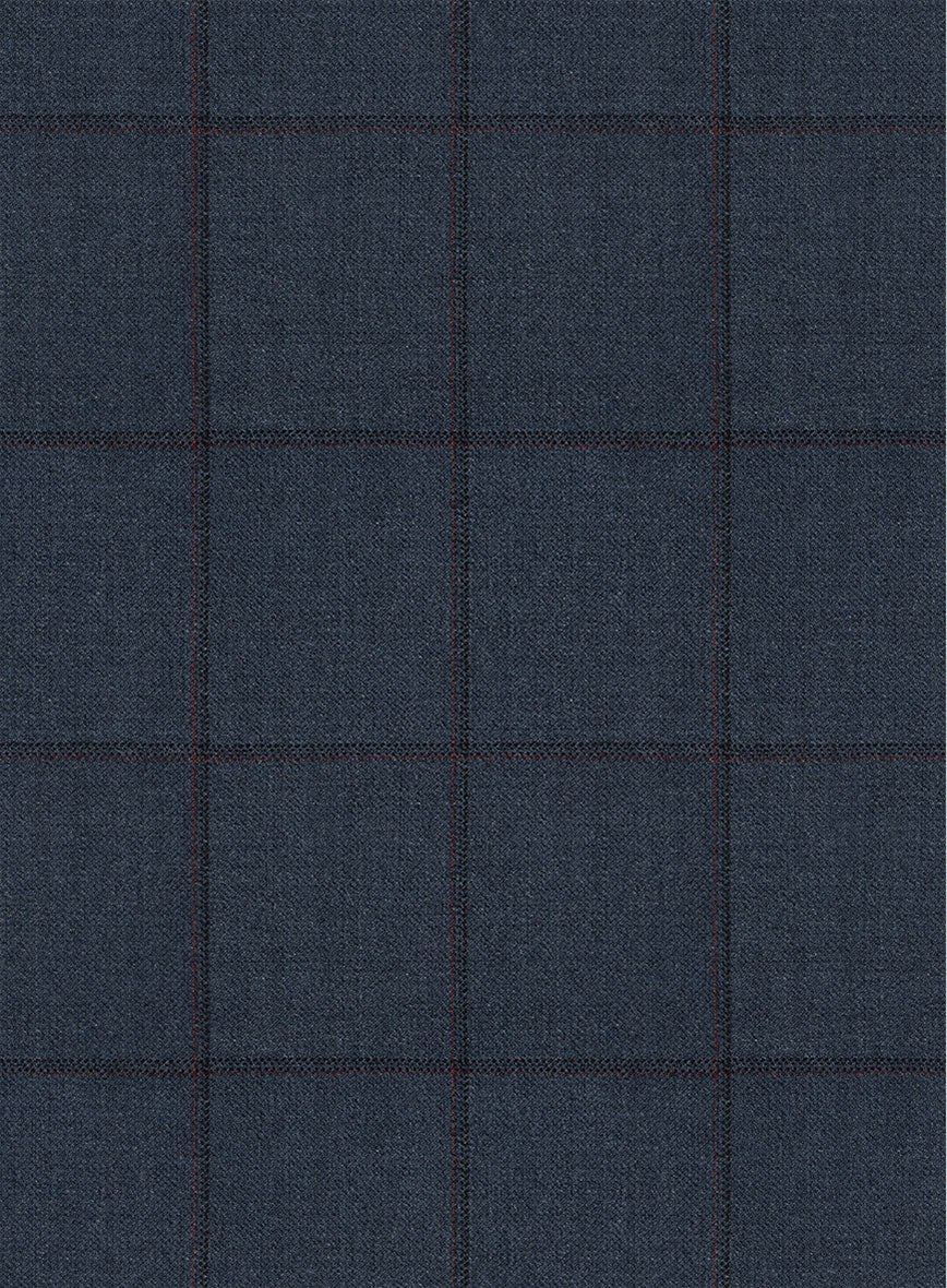 Scabal Londoner Windowpane Dark Blue Wool Jacket - StudioSuits