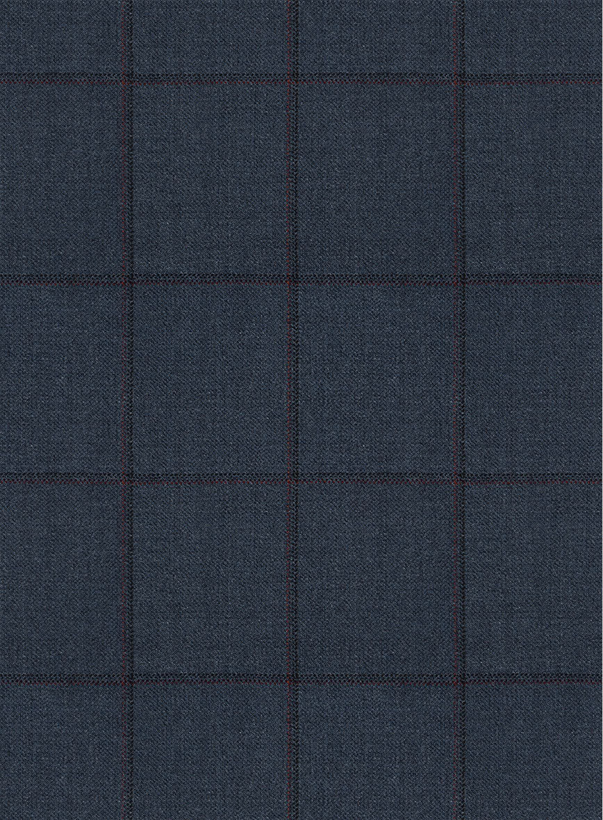 Scabal Londoner Windowpane Dark Blue Wool Jacket - StudioSuits