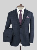 Scabal Londoner Windowpane Dark Blue Wool Suit - StudioSuits