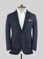 Scabal Londoner Windowpane Dark Blue Wool Suit - StudioSuits