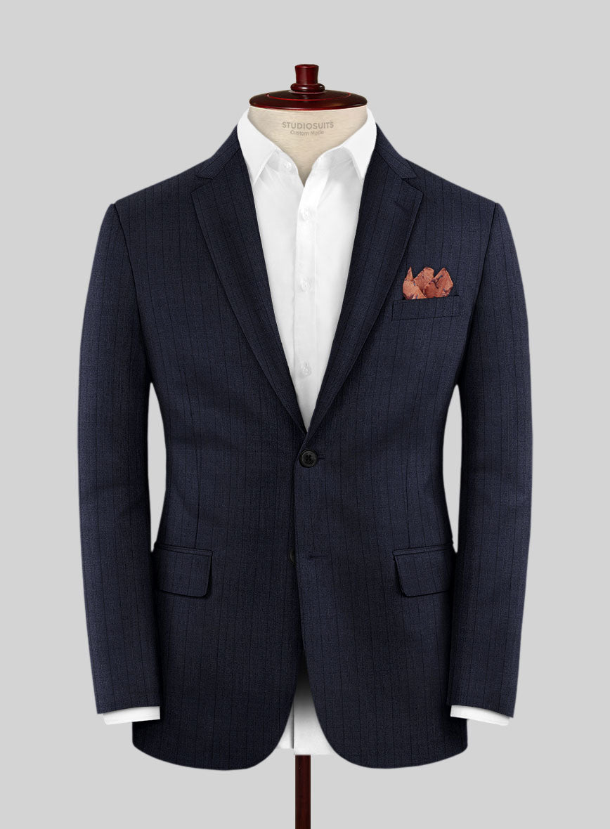 Scabal Londoner Allamo Stripe Blue Wool Jacket - StudioSuits