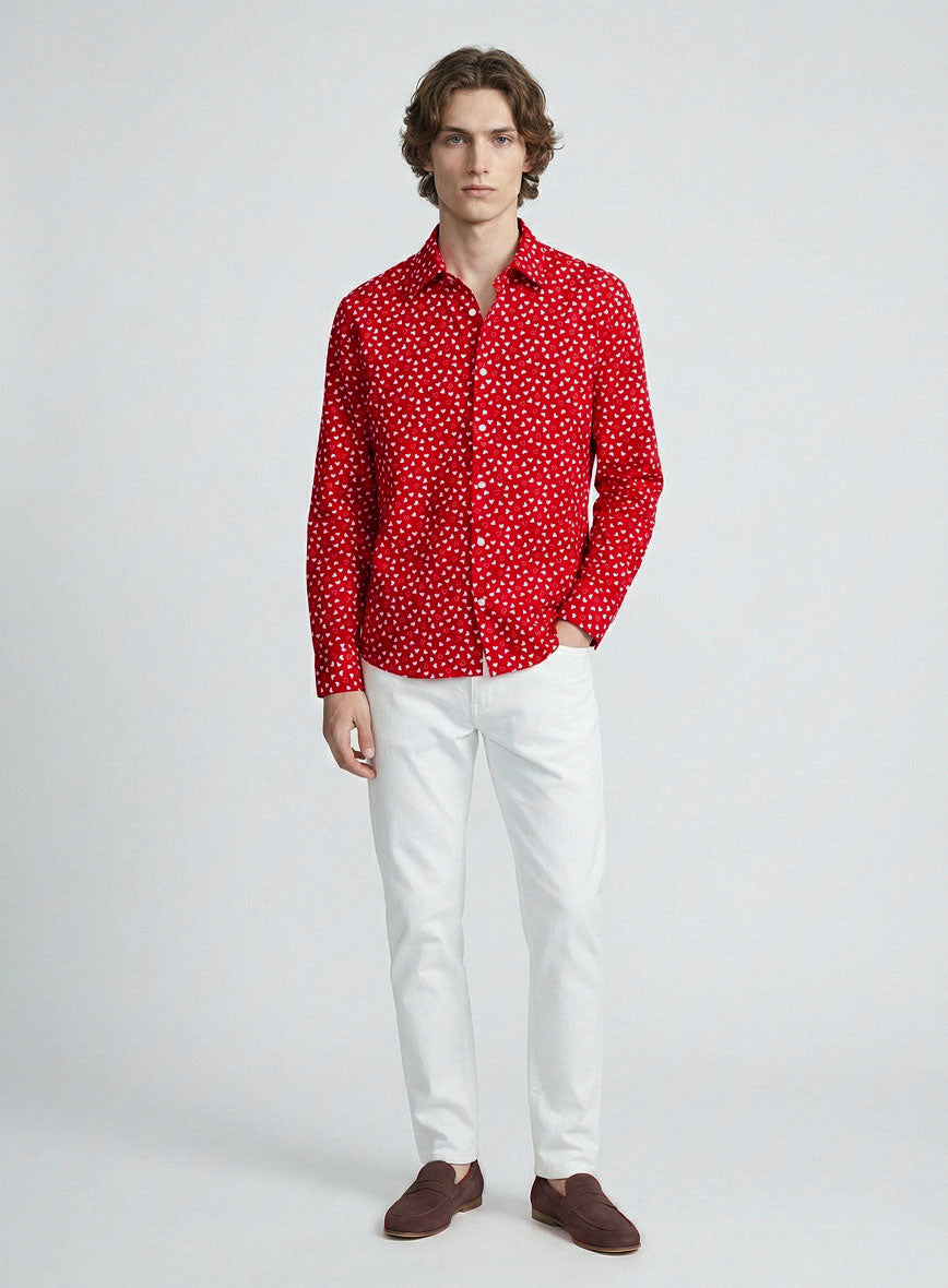 Scarlet Charm Cotton Shirt - StudioSuits