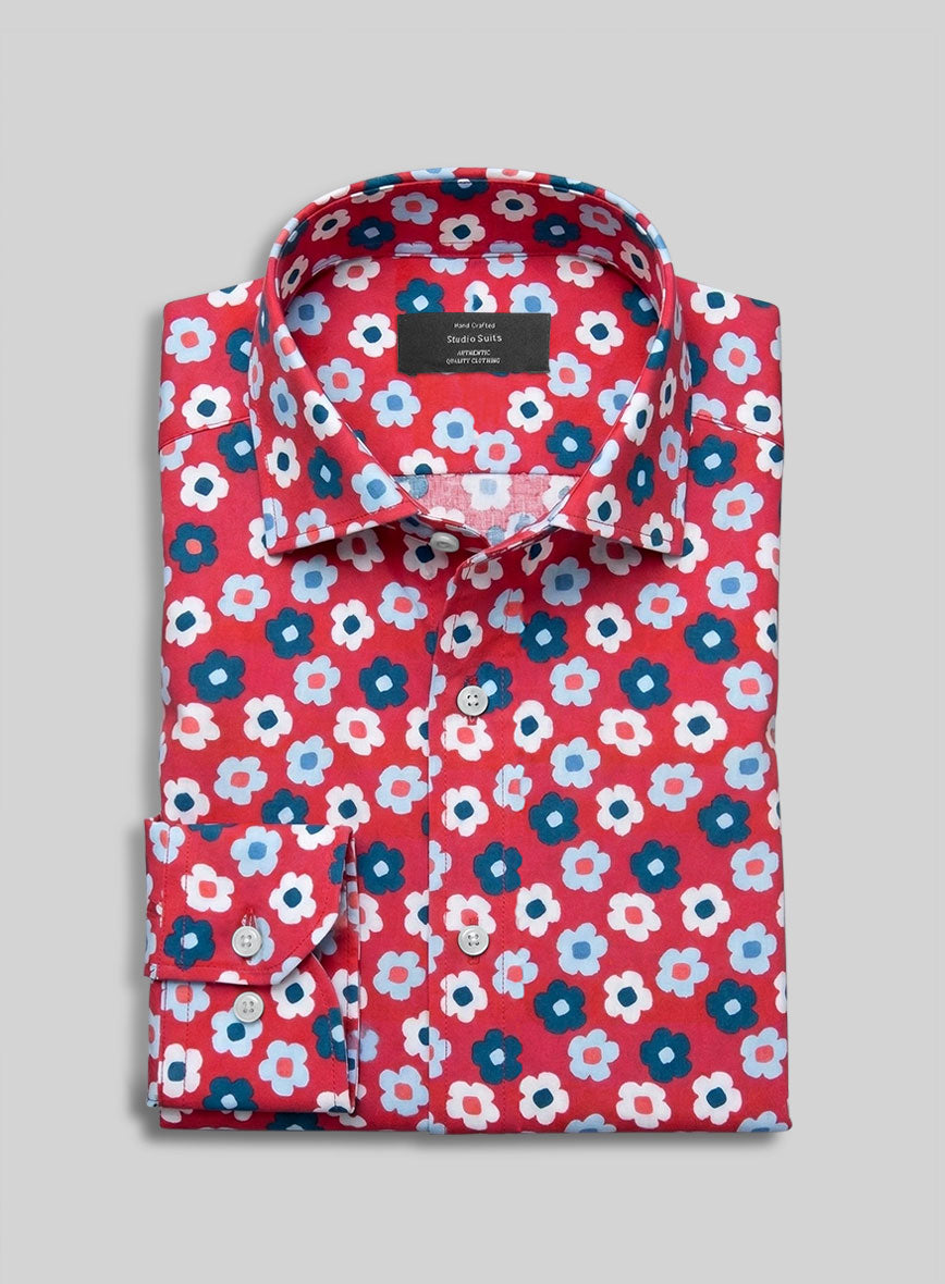 Scarlet Meadow Feather Cotton Shirt - StudioSuits