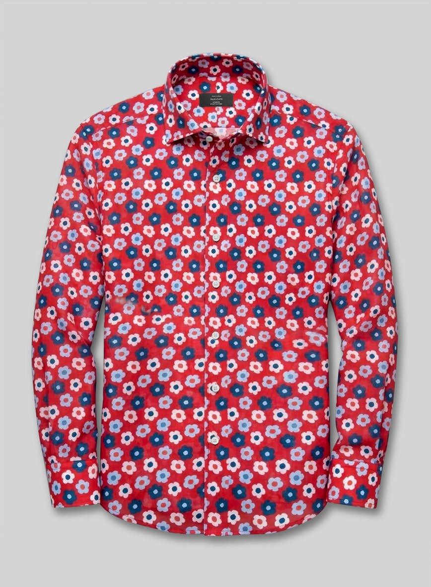 Scarlet Meadow Feather Cotton Shirt - StudioSuits