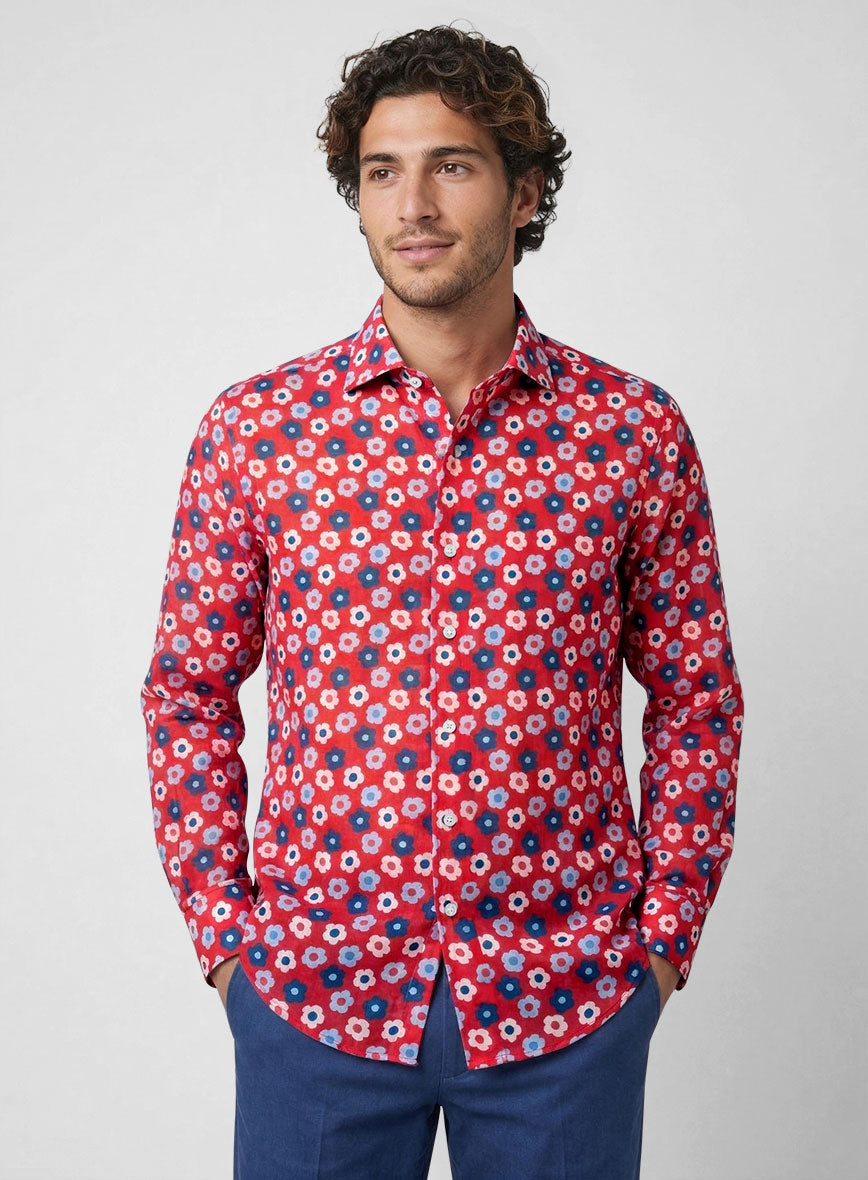 Scarlet Meadow Feather Cotton Shirt - StudioSuits