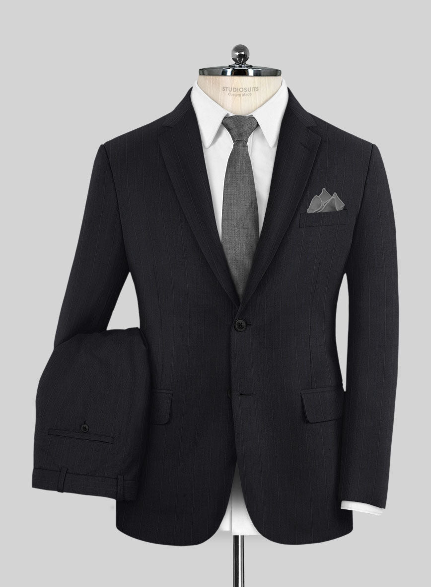 Scabal Cosmopolitan Stripe Gosti Blue Wool Suit - StudioSuits