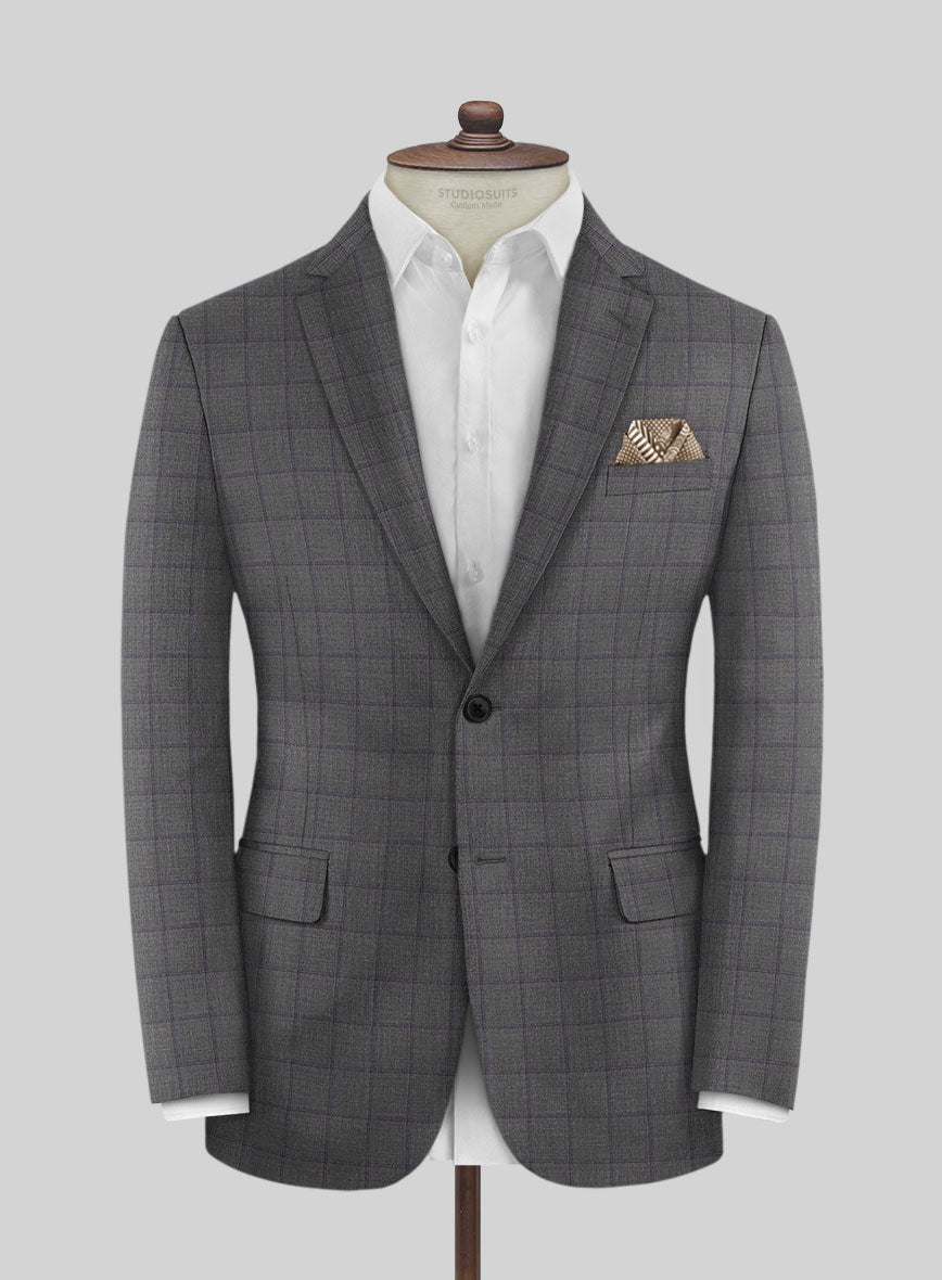 Scabal Londoner Inagi Checks Gray Wool Jacket - StudioSuits