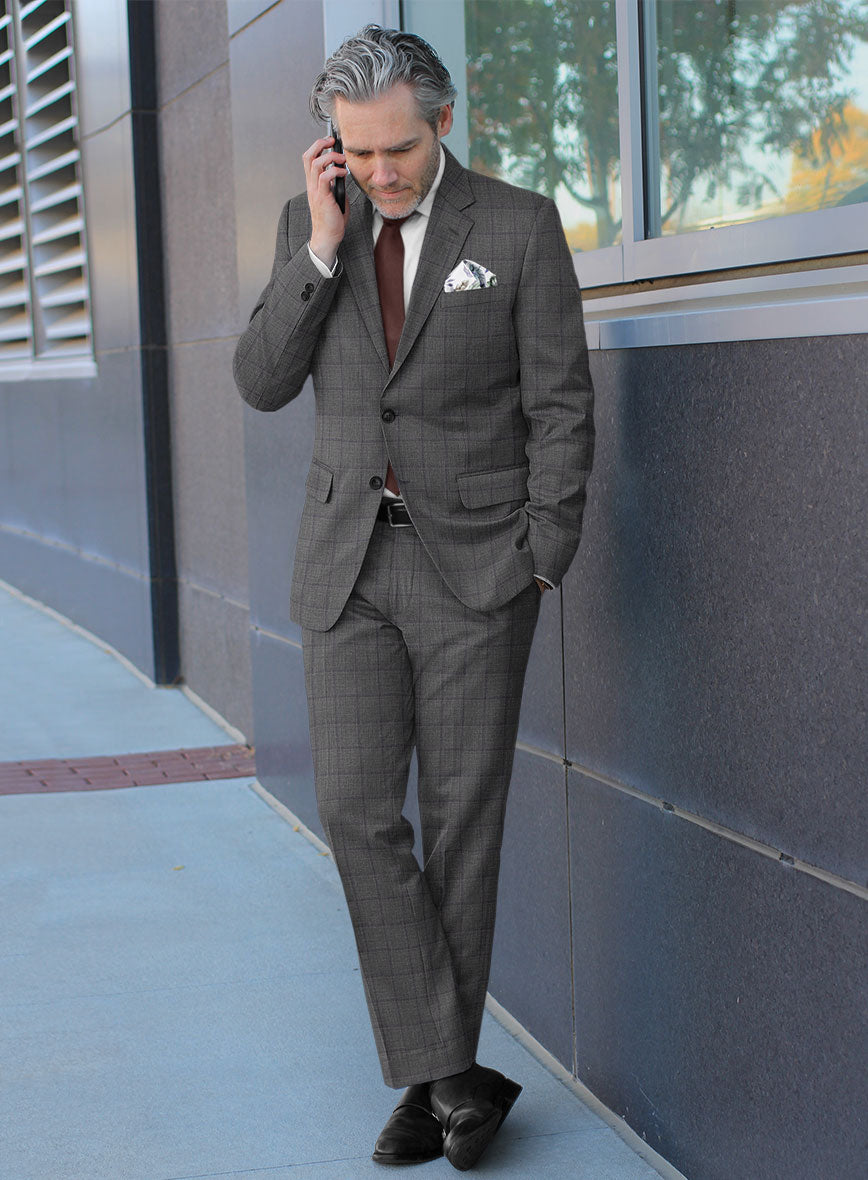 Scabal Londoner Inagi Checks Gray Wool Suit - StudioSuits