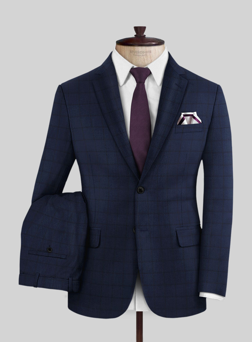 Scabal Londoner Eside Checks Blue Wool Suit - StudioSuits