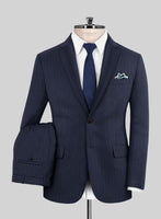 Scabal Rolan Stripe Blue Wool Suit - StudioSuits