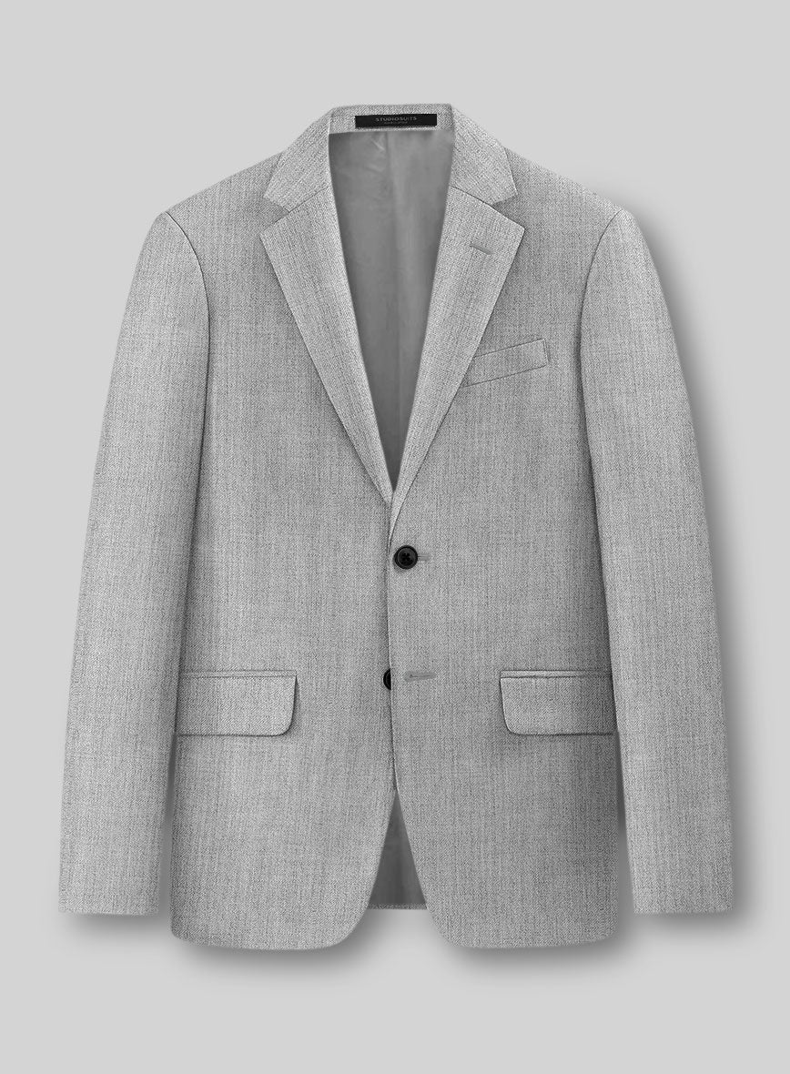Scabal Worsted Light Gray Wool Jacket - StudioSuits
