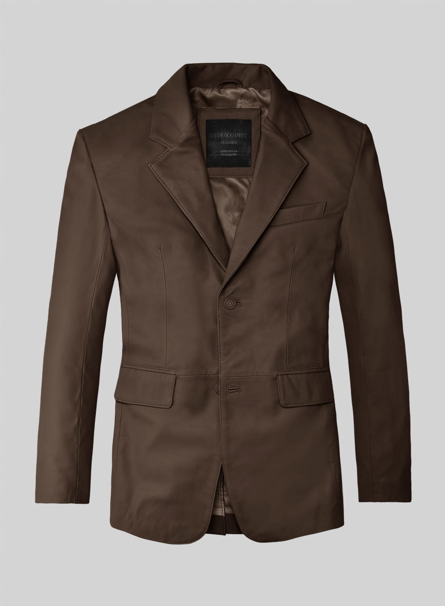 Scottish Brown Lambskin Leather Blazer - StudioSuits