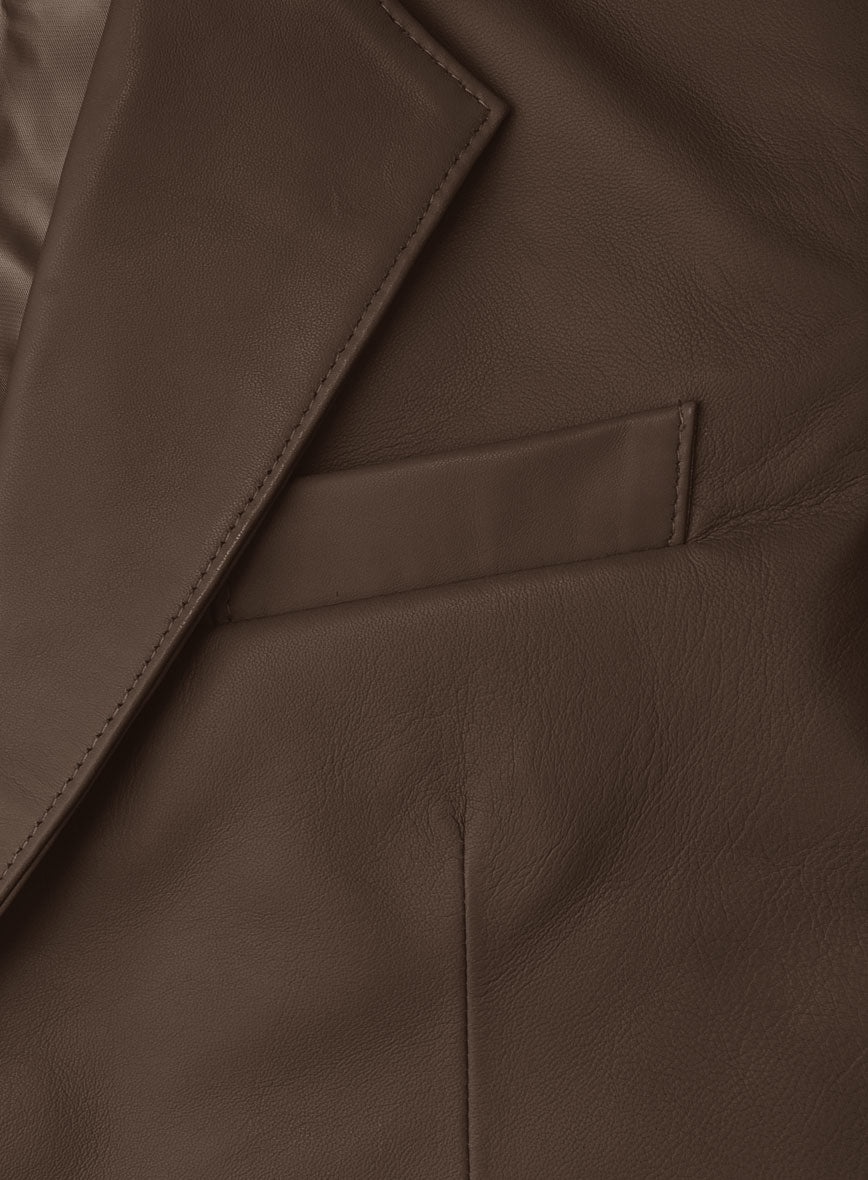 Scottish Brown Lambskin Leather Blazer - StudioSuits