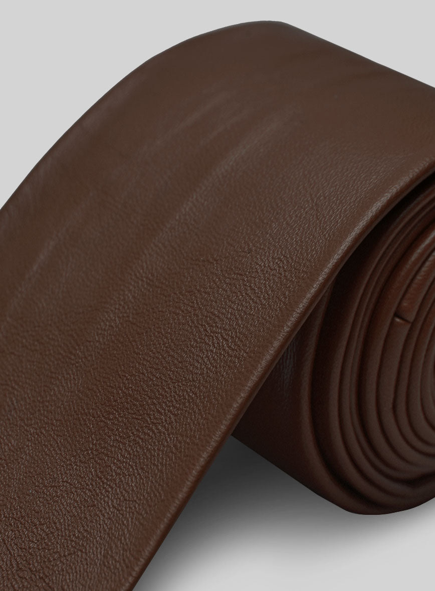 Scottish Brown Lambskin Leather Tie - StudioSuits