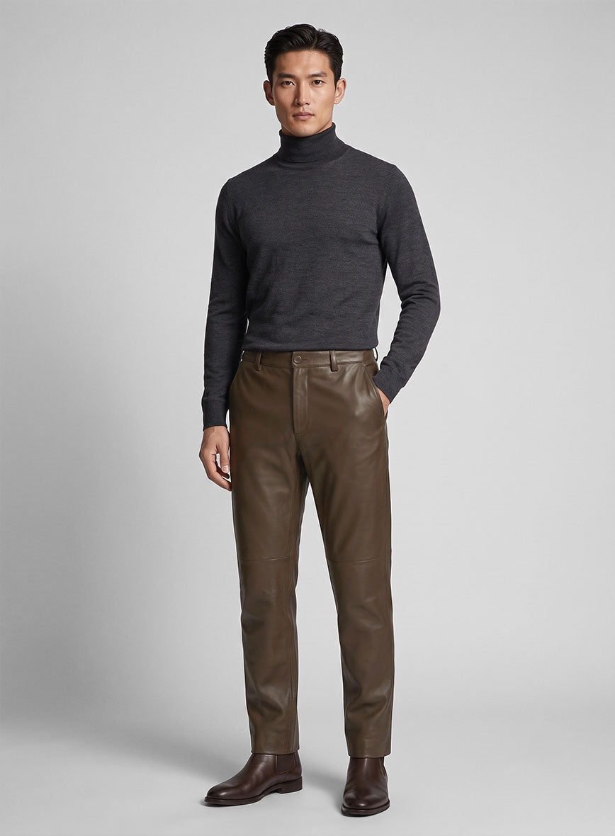 Scottish Brown Leather Trousers - StudioSuits