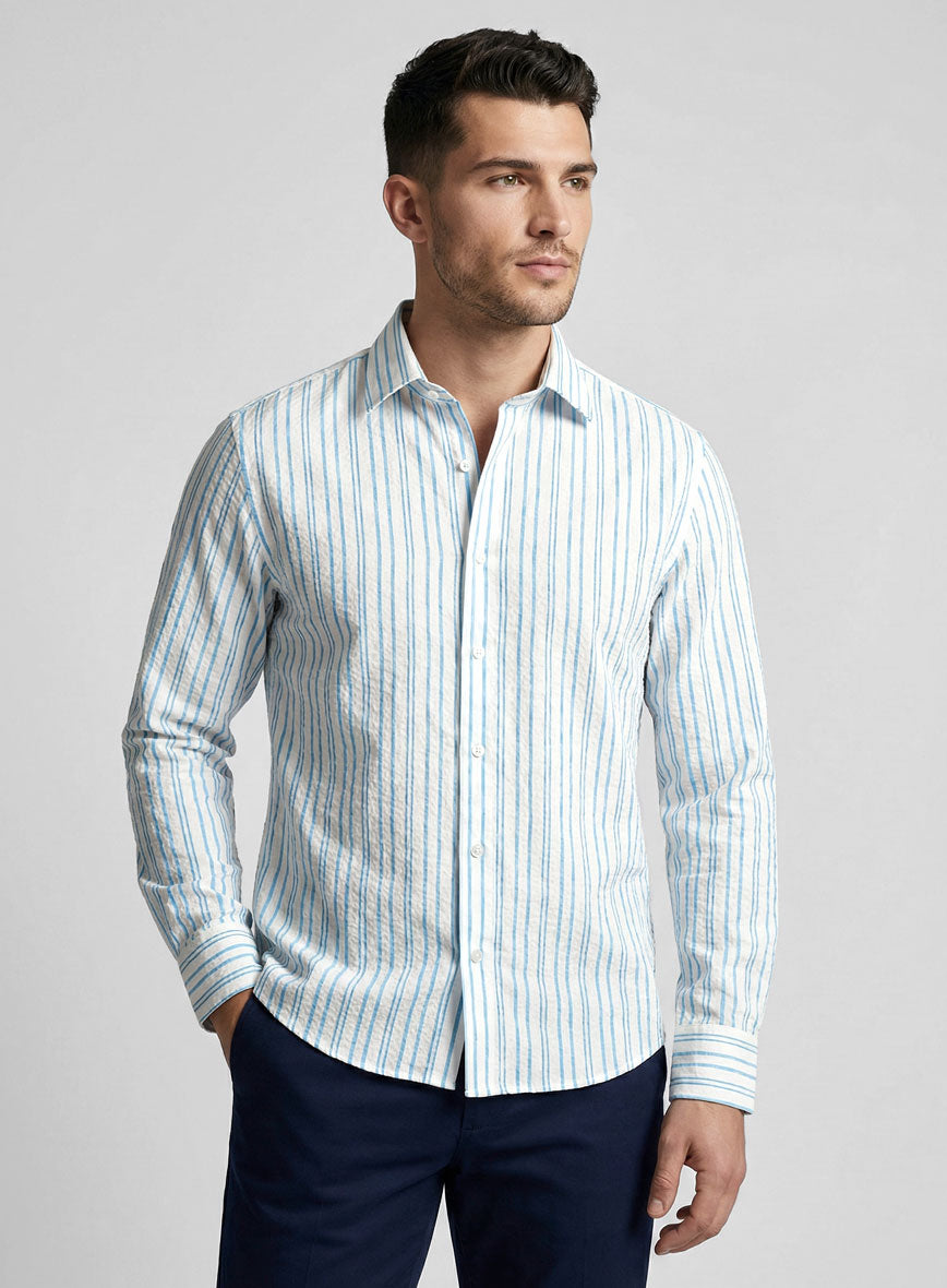 Seabreeze Stripe Cotton Lycra Shirt - StudioSuits