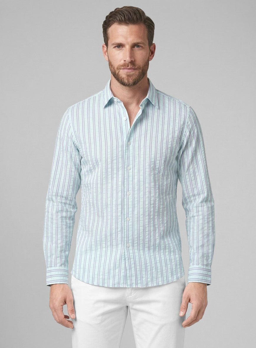 Seafoam Cotton Tencel Shirt - StudioSuits