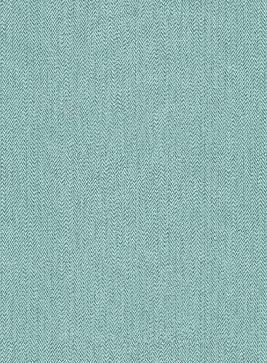Sea Green Herringbone Cotton Shirt - StudioSuits