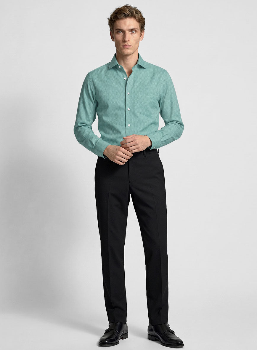 Sea Green Herringbone Cotton Shirt - StudioSuits
