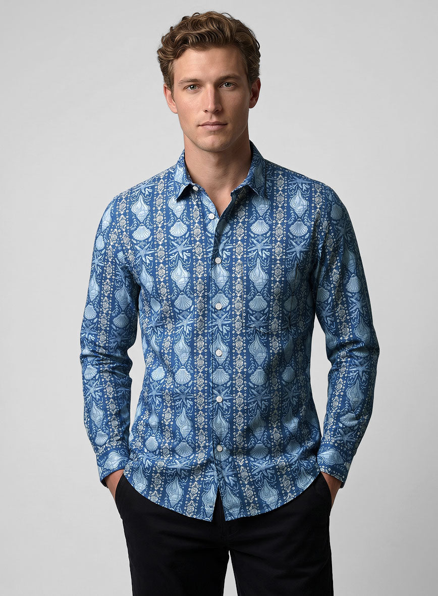 Seashell Cotton Lycra Shirt - StudioSuits