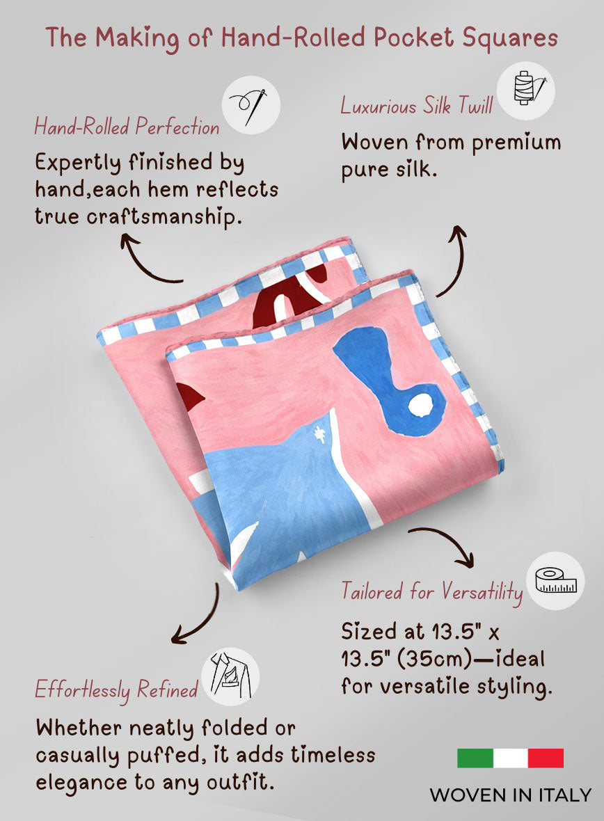 Seaside Abstraction Silk Pocket Square - StudioSuits