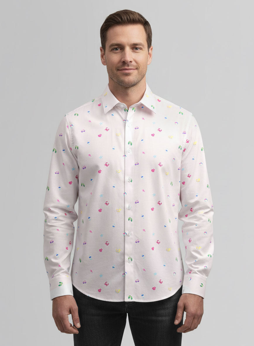 Seaside Doodle Cotton Shirt - StudioSuits