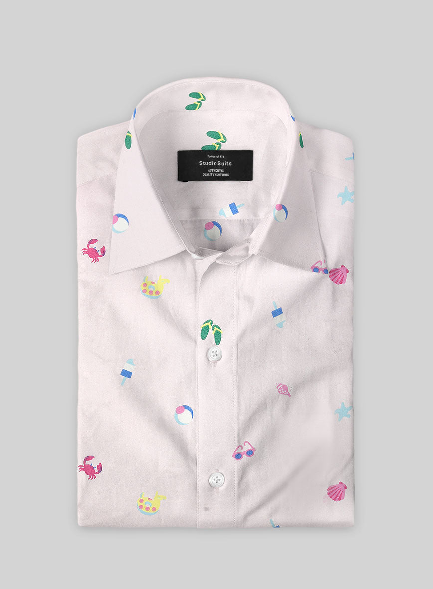 Seaside Doodle Cotton Shirt - StudioSuits