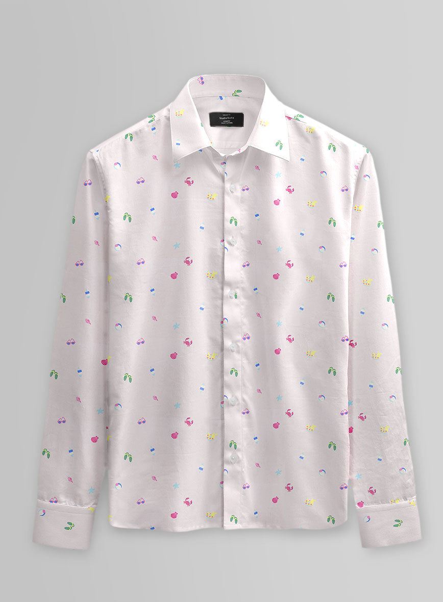 Seaside Doodle Cotton Shirt - StudioSuits