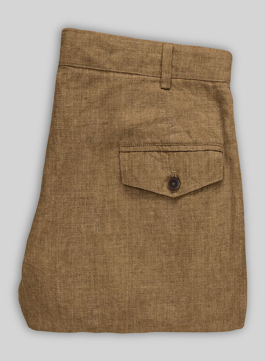 Sepia Brown Linen Cargo Pants - StudioSuits