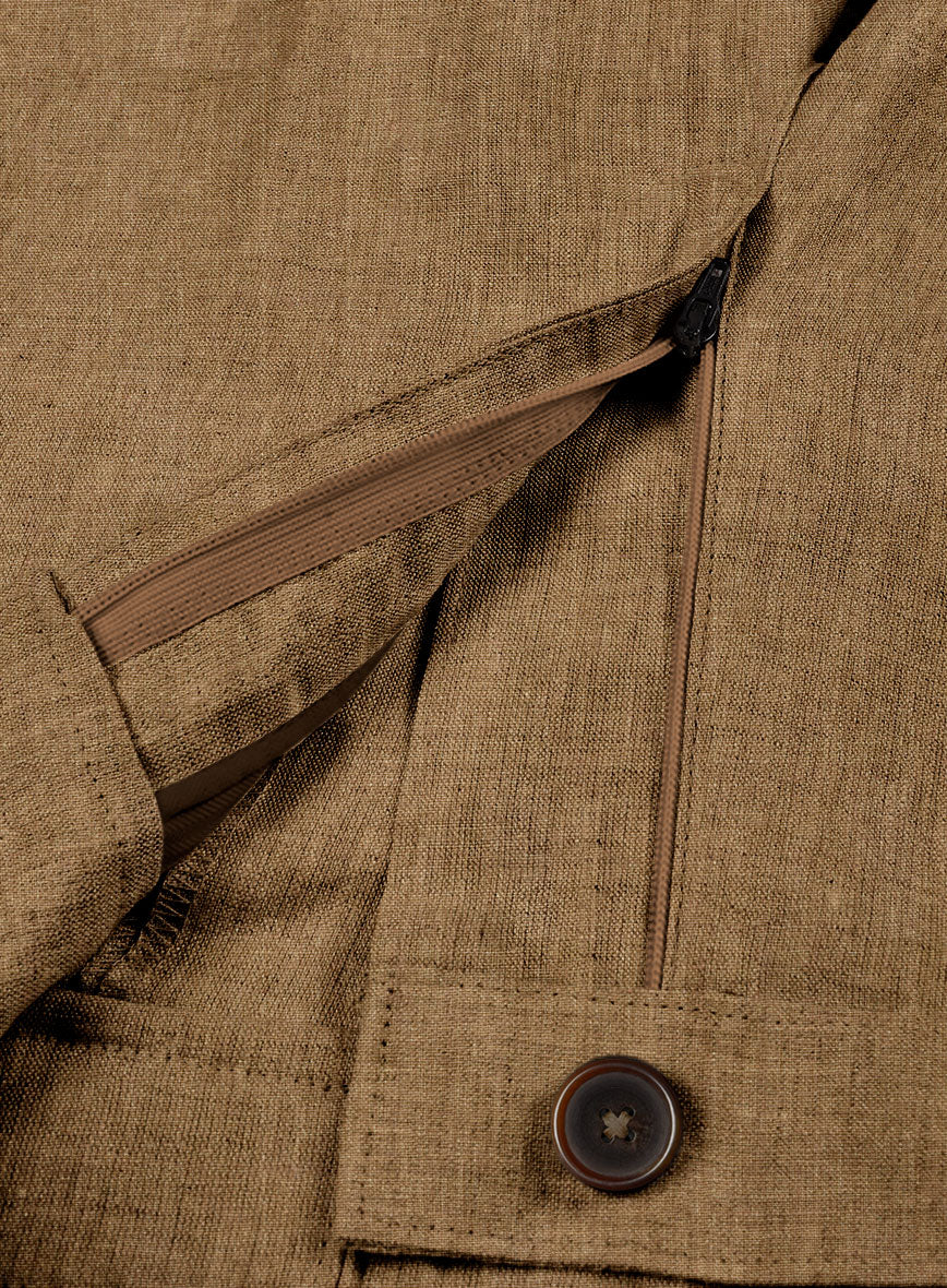 Sepia Brown Linen Cargo Pants - StudioSuits