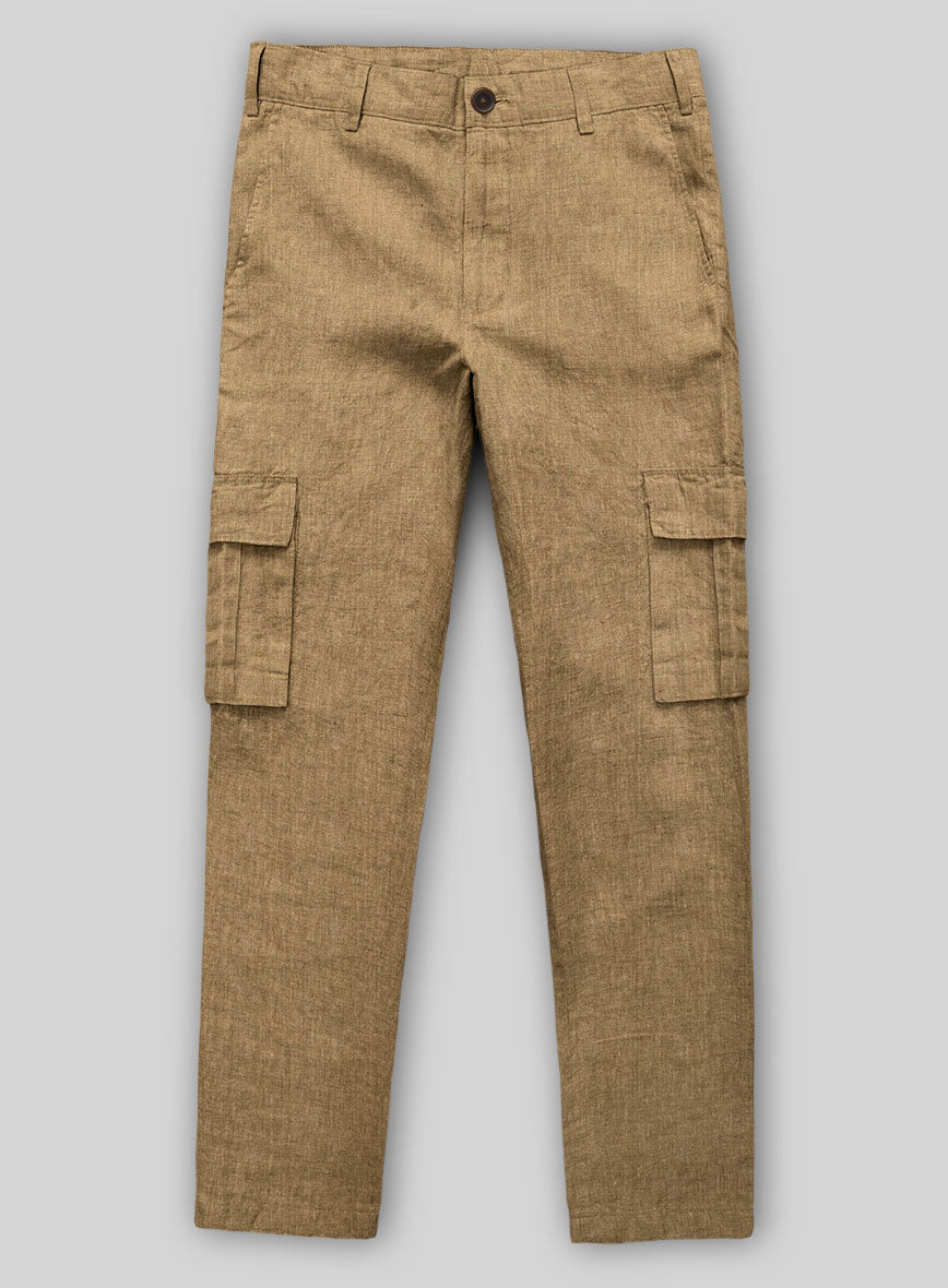 Sepia Brown Linen Cargo Pants - StudioSuits