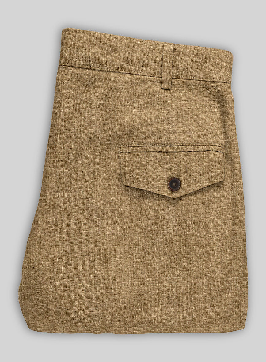 Sepia Brown Linen Cargo Pants - StudioSuits