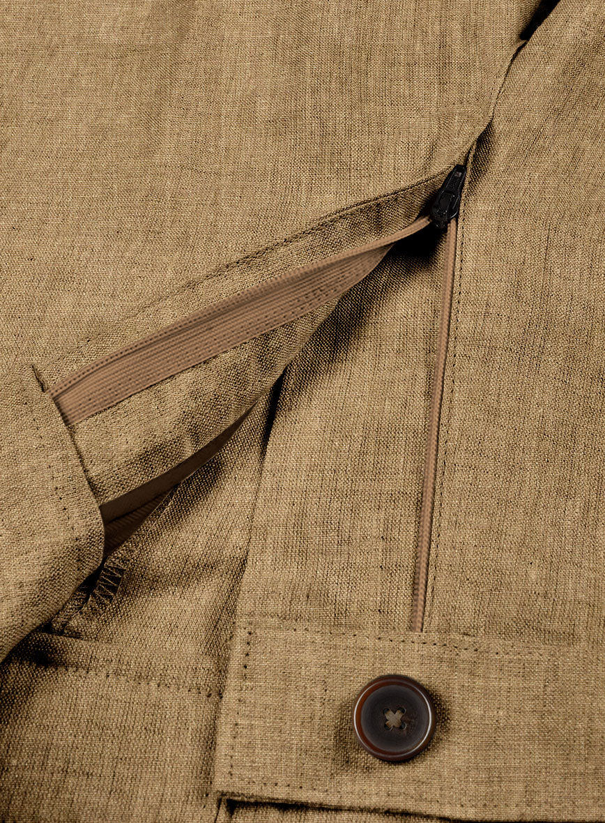 Sepia Brown Linen Cargo Pants - StudioSuits