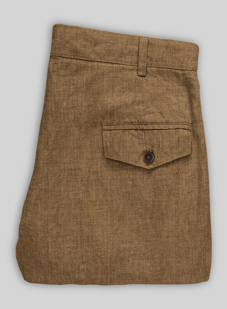 Sepia Brown Linen Cargo Pants - StudioSuits