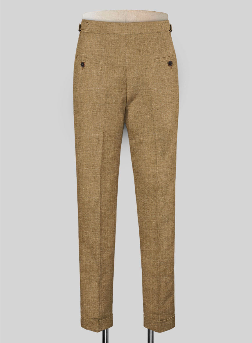 Sepia Brown Linen Highland Trousers - StudioSuits