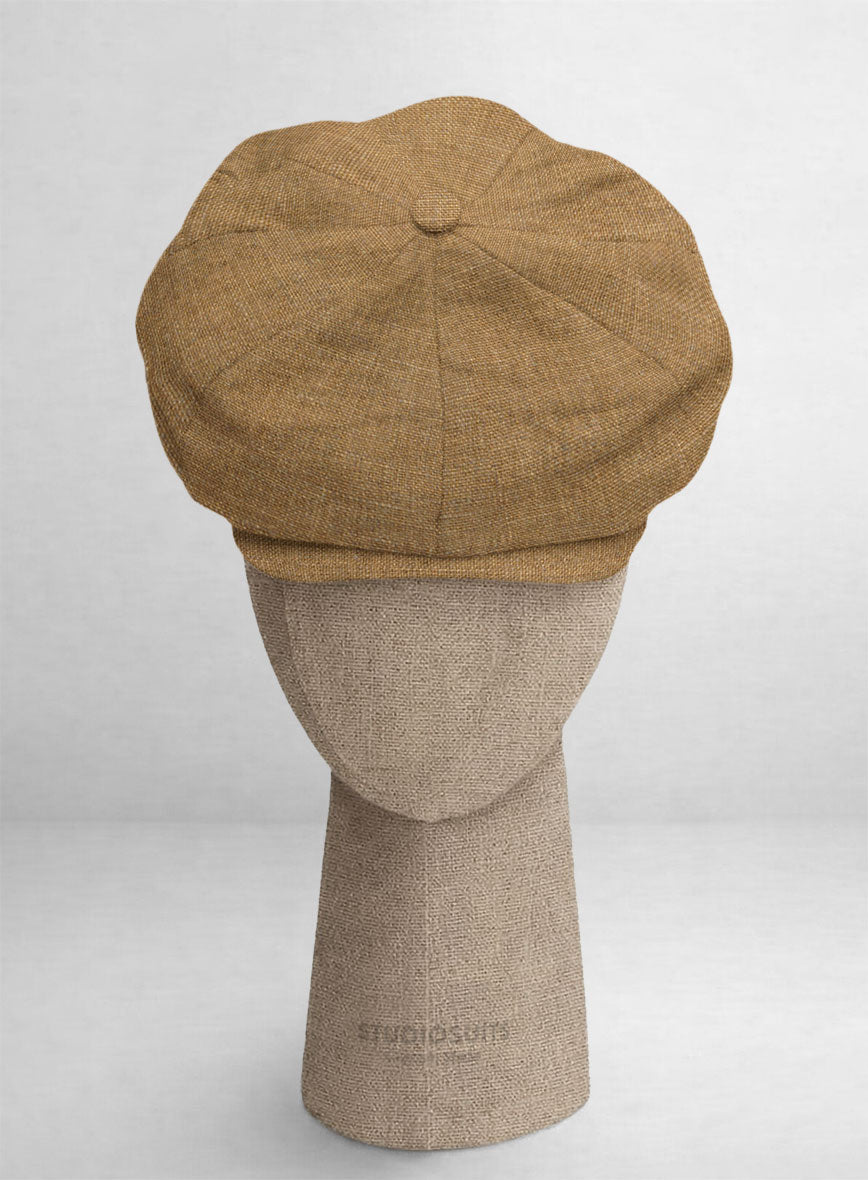 Sepia Brown Linen Newsboy Cap - StudioSuits