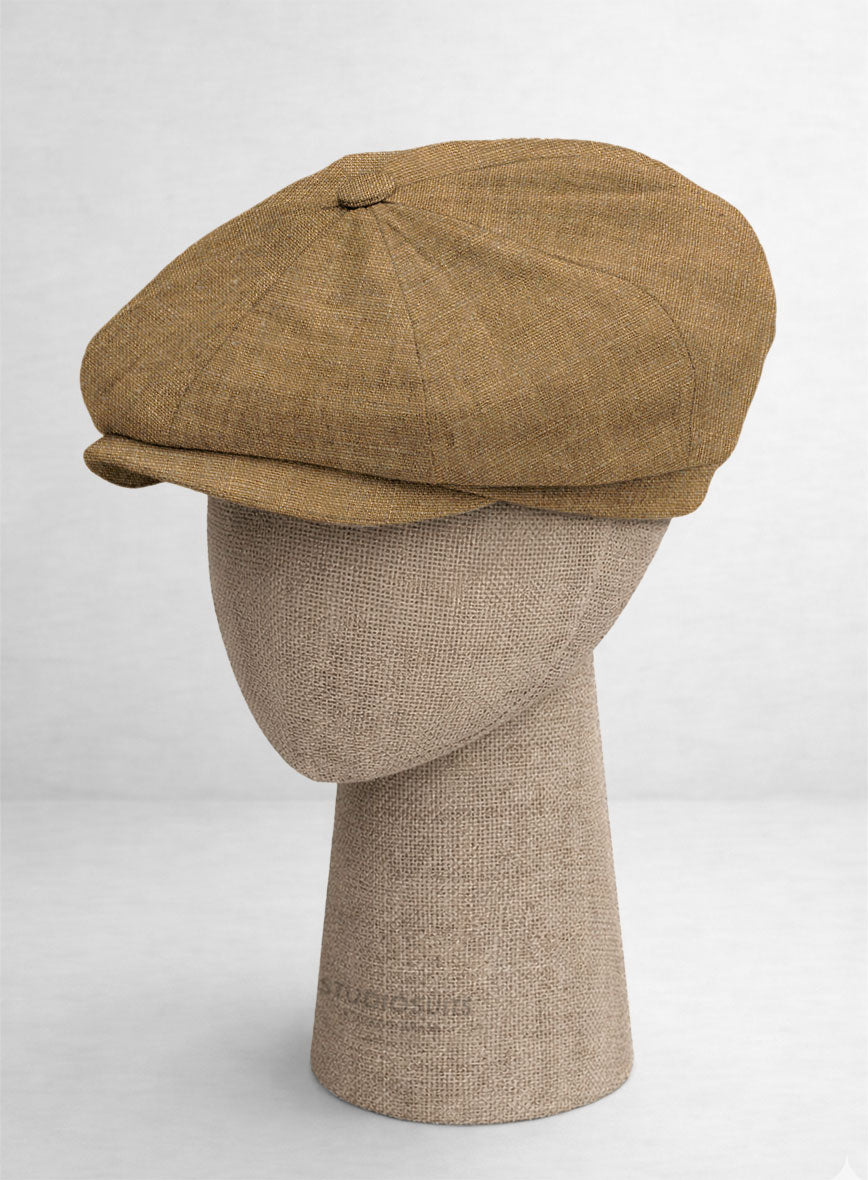 Sepia Brown Linen Newsboy Cap - StudioSuits