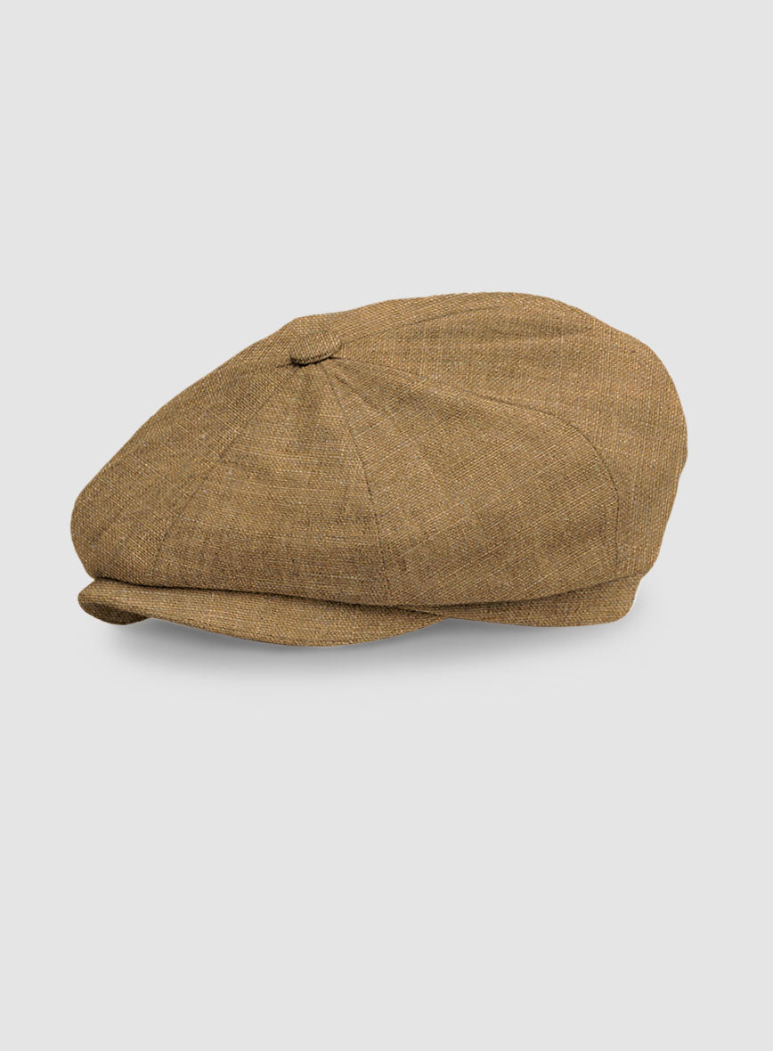 Sepia Brown Linen Newsboy Cap - StudioSuits