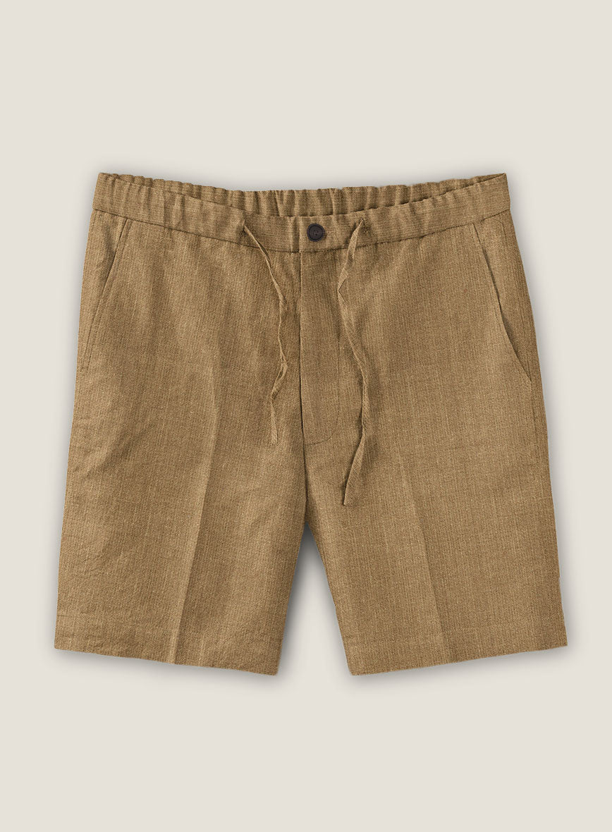 Sepia Brown Linen Shorts - StudioSuits