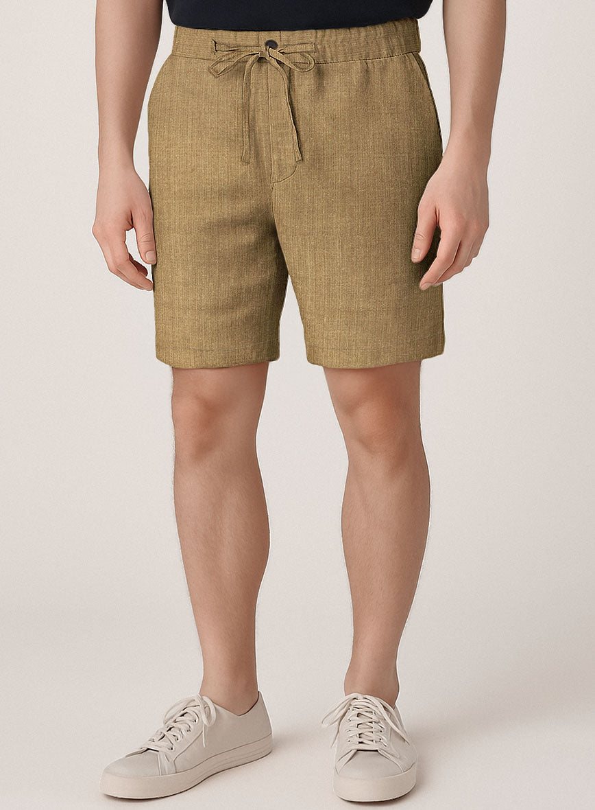 Sepia Brown Linen Shorts - StudioSuits