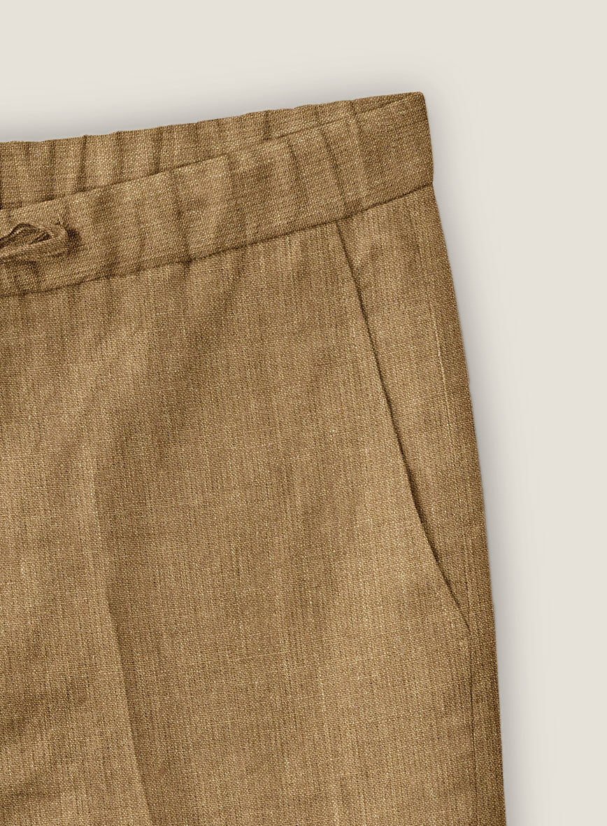 Sepia Brown Linen Shorts - StudioSuits