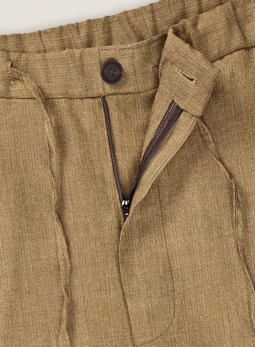 Sepia Brown Linen Shorts - StudioSuits